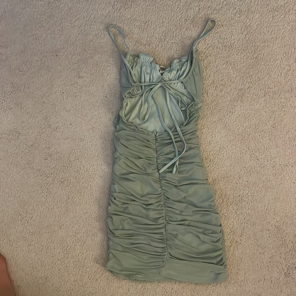 Mint Green Ruched Mini Dress - Picture 3 of 3